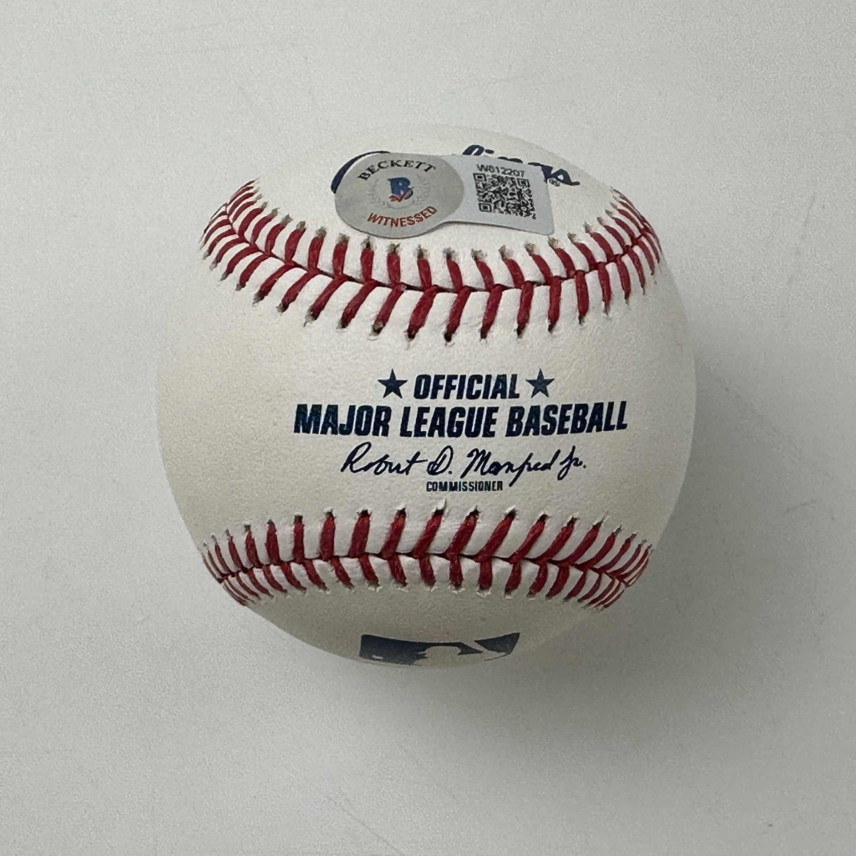 Autographed/Signed Vladimir Vlad Guerrero Jr. & Sr. Rawlings Official Major League Baseball ROML Beckett BAS COA