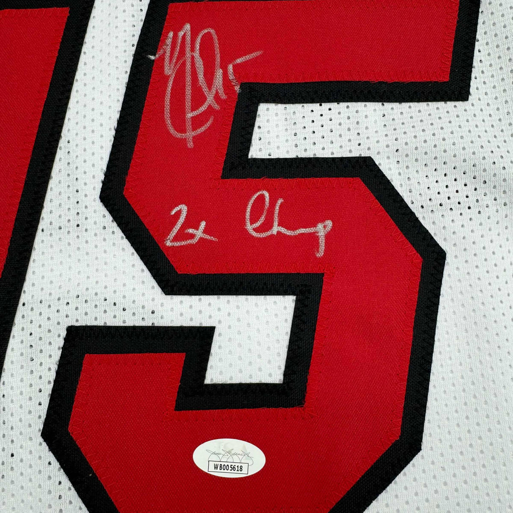 Framed Autographed/Signed Mario Chalmers 35x39 Miami White Basketball Jersey JSA COA