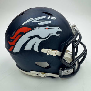 Autographed/Signed Bo Nix Denver Broncos Football Mini Helmet Fanatics COA