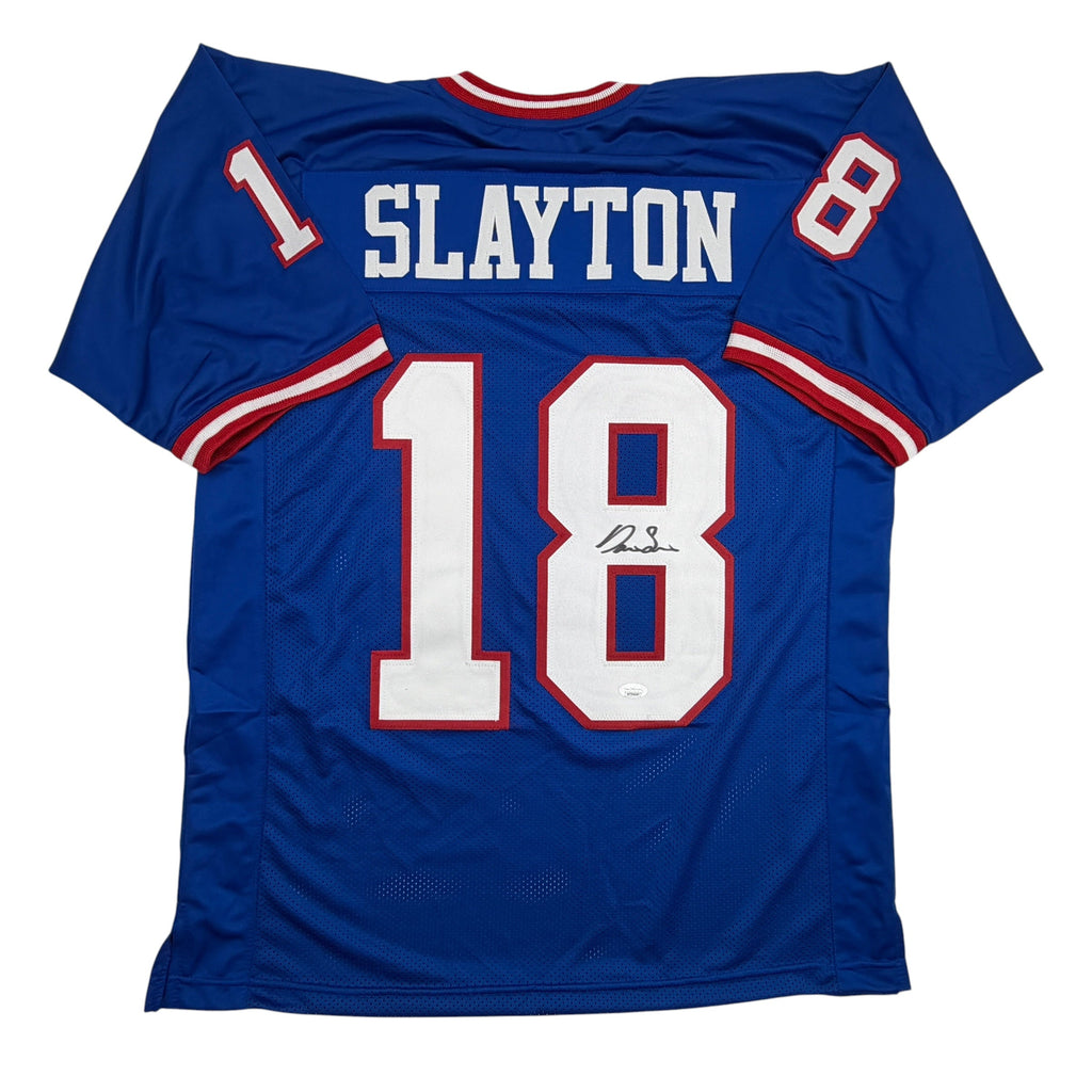 Autographed/Signed Darius Slayton New York Retro Blue Football Jersey JSA COA