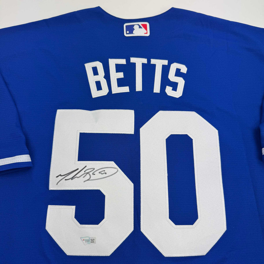 Autographed/Signed Mookie Betts Los Angeles LA Blue Baseball Jersey Fanatics COA