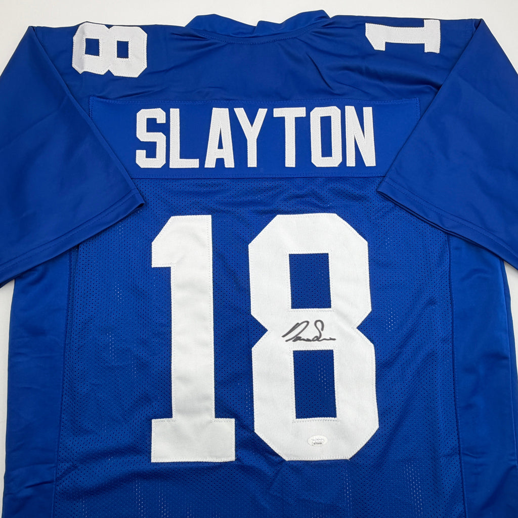 Autographed/Signed Darius Slayton New York Blue Football Jersey JSA COA