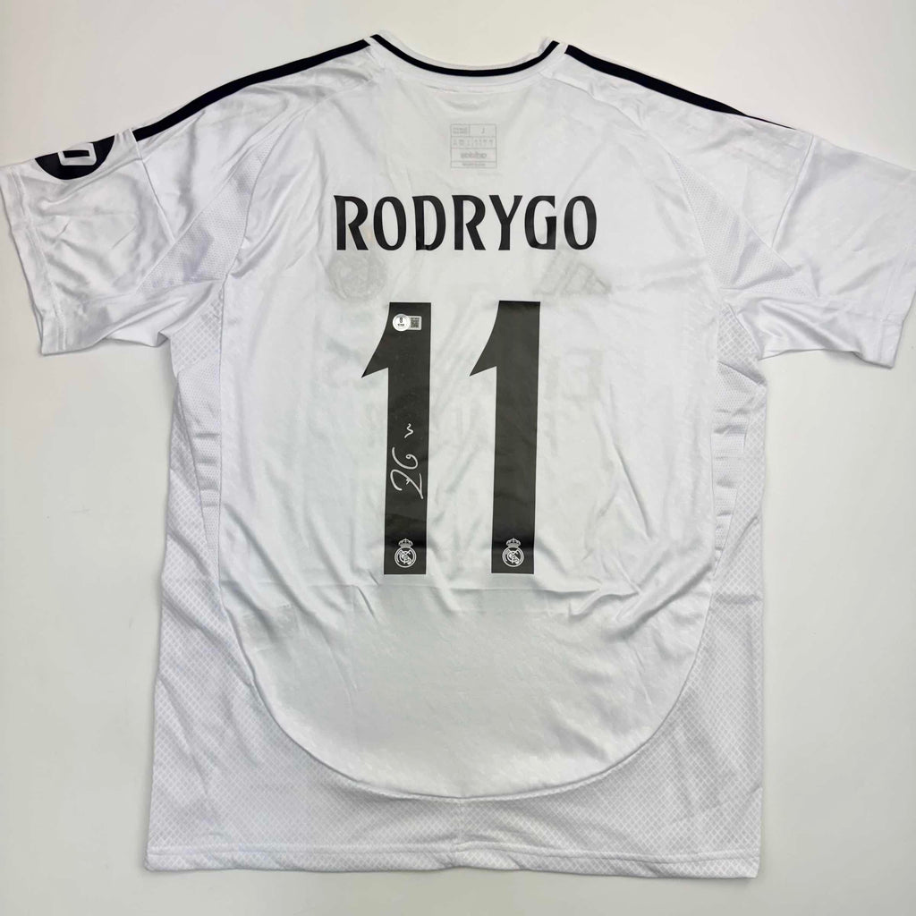 Autographed/Signed Rodrygo Silva de Goes Real Madrid White Soccer Jersey Beckett BAS COA