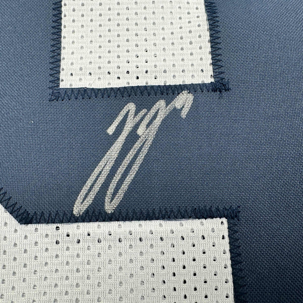 Autographed/Signed J.J. JJ McCarthy Michigan White College Stat Football Jersey Beckett BAS COA