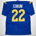 Autographed/Signed Blake Corum Los Angeles LA Blue Football Jersey Beckett BAS COA