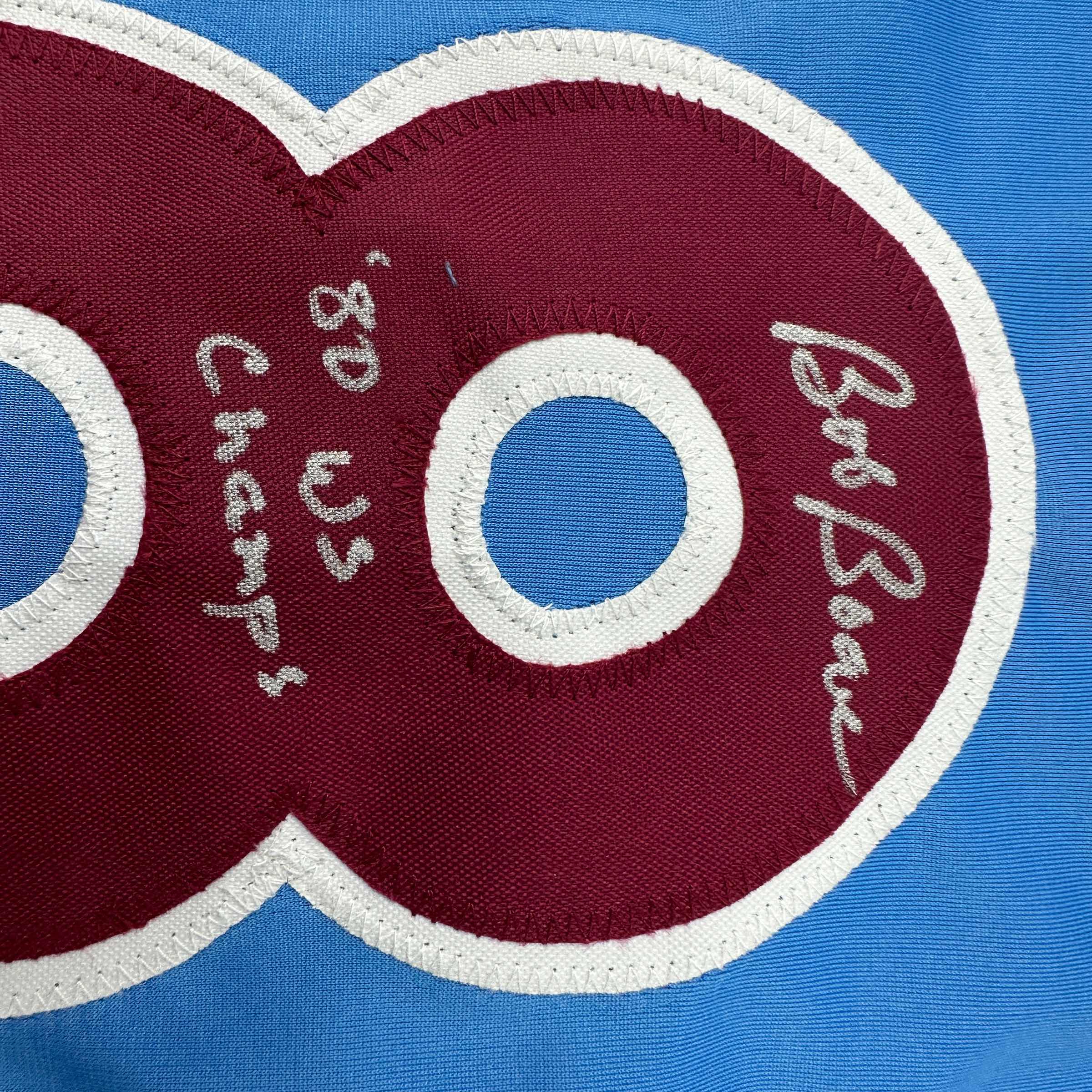 Autographed/Signed Bob Boone 80 WS Champs Philadelphia Retro Blue Baseball Jersey JSA COA