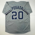 Autographed/Signed Jorge Posada New York Grey Baseball Jersey Beckett BAS COA