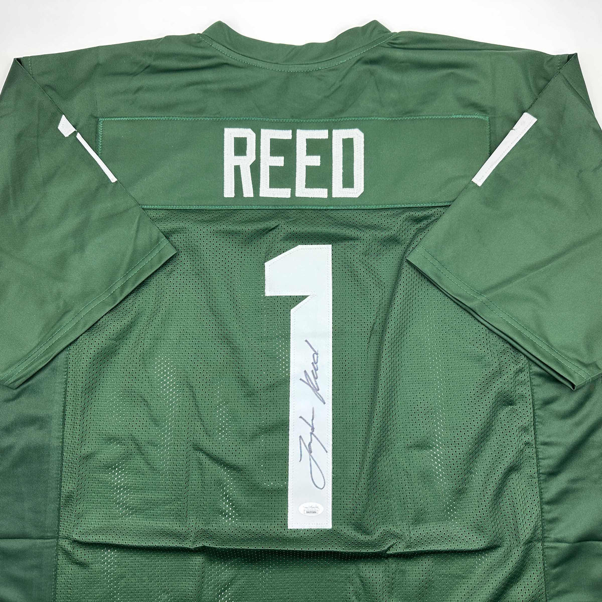 Autographed/Signed Jayden Reed Michigan State Green College Football Jersey JSA COA