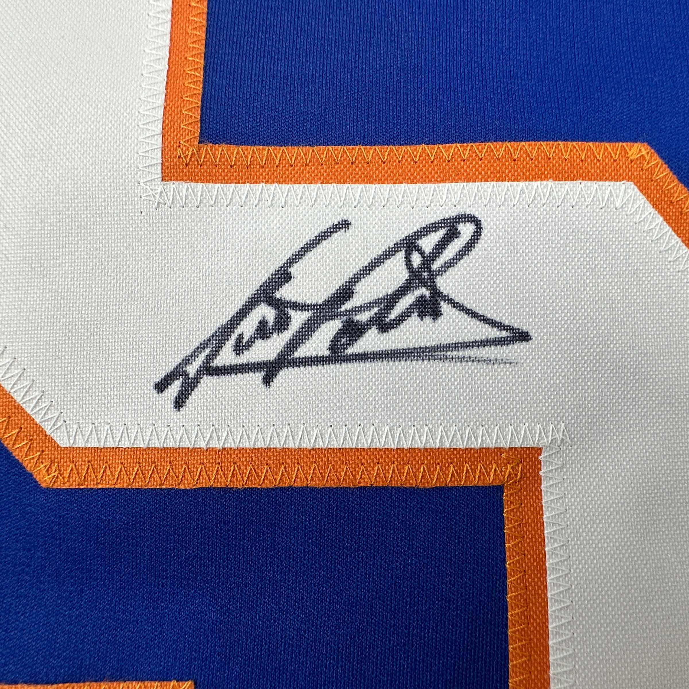 Autographed/Signed Denis Potvin New York Blue Hockey Jersey JSA COA