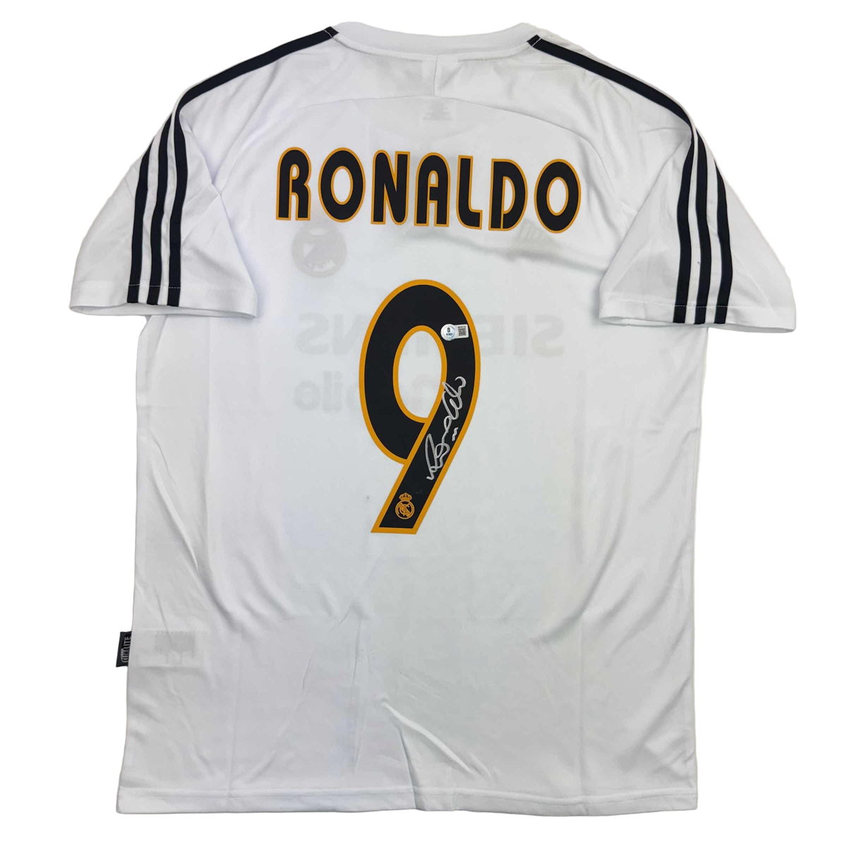 Autographed/Signed Ronaldo Nazario Real Madrid White Soccer Jersey Beckett BAS COA