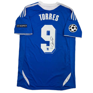 Autographed/Signed Fernando Torres Chelsea FC Blue Soccer Futbol Jersey Beckett BAS COA