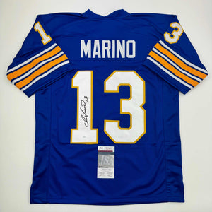 Autographed/Signed Dan Marino Pittsburgh Blue College Football Jersey JSA COA