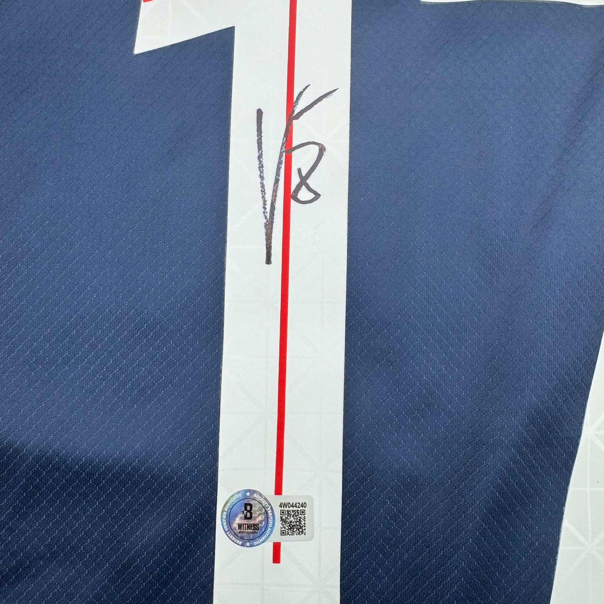 Autographed/Signed Vitinha PSG Paris Saint Germain Blue Soccer Futbol Jersey Beckett BAS COA