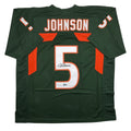Autographed/Signed Andre Johnson Miami Green College Football Jersey Beckett BAS COA