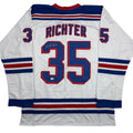 Autographed/Signed Mike Richter New York White Hockey Jersey Beckett BAS COA