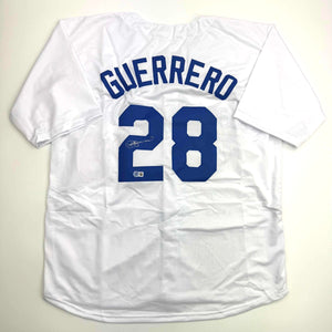 Autographed/Signed Pedro Guerrero Los Angeles LA White Baseball Jersey Beckett BAS COA