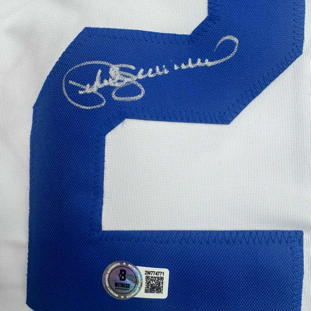 Autographed/Signed Pedro Guerrero Los Angeles LA White Baseball Jersey Beckett BAS COA