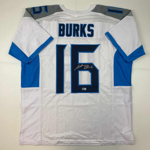Autographed/Signed Treylon Burks Tennessee White Football Jersey Beckett BAS COA