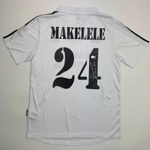 Autographed/Signed Claude Makelele Real Madrid White Soccer Jersey Beckett BAS COA