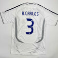 Autographed/Signed Roberto Carlos Real Madrid White Soccer Jersey Beckett BAS COA