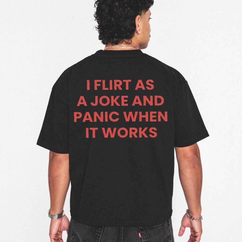"I Flirt As A Joke" Funny T-Shirt – Sarcastic Social Anxiety Graphic Tee, Premium 100% Cotton Relatable Introvert Top, Made in USA