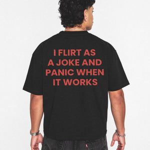 "I Flirt As A Joke" Funny T-Shirt – Sarcastic Social Anxiety Graphic Tee, Premium 100% Cotton Relatable Introvert Top, Made in USA