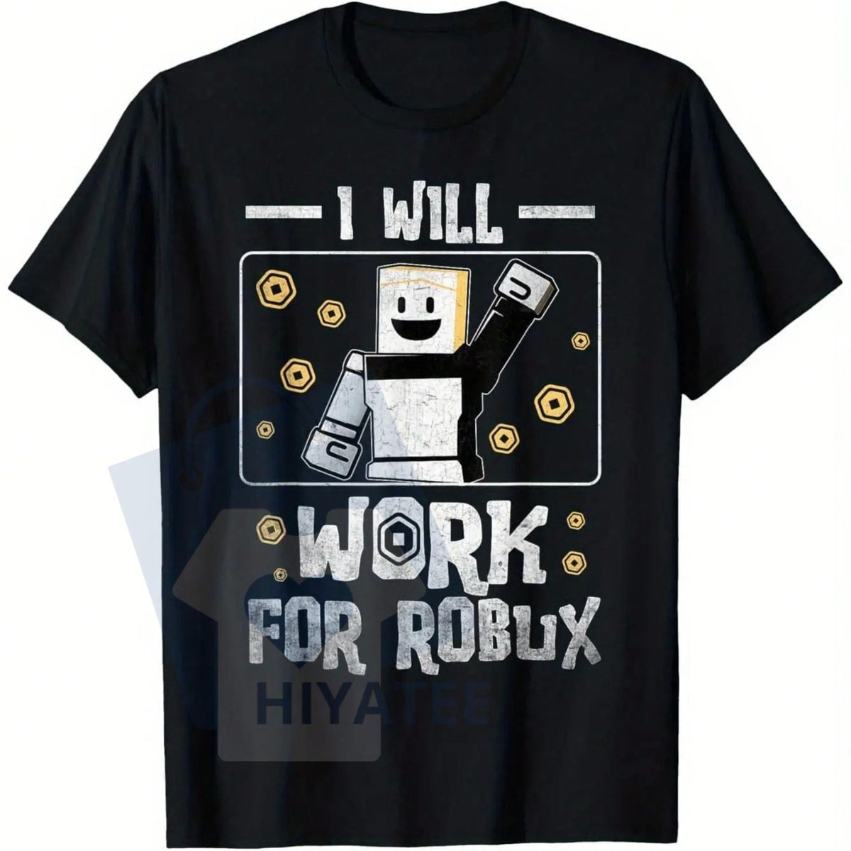 "I Will Work For Robux" T-Shirt – Pixelated Graphic Breathable Cotton Tee For Gamers