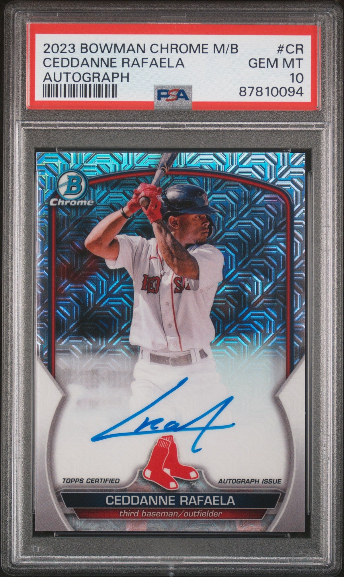 Graded 2023 Topps Bowman Chrome Mega Box Ceddanne Rafaela #CR Autograph Rookie RC Baseball Card PSA 10 Gem Mint
