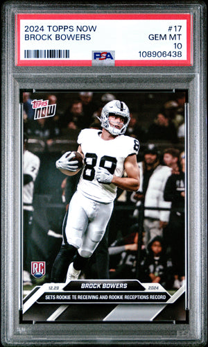 Graded 2024 Topps Now Brock Bowers #17 Rookie RC Football Card PSA 10 Gem Mint