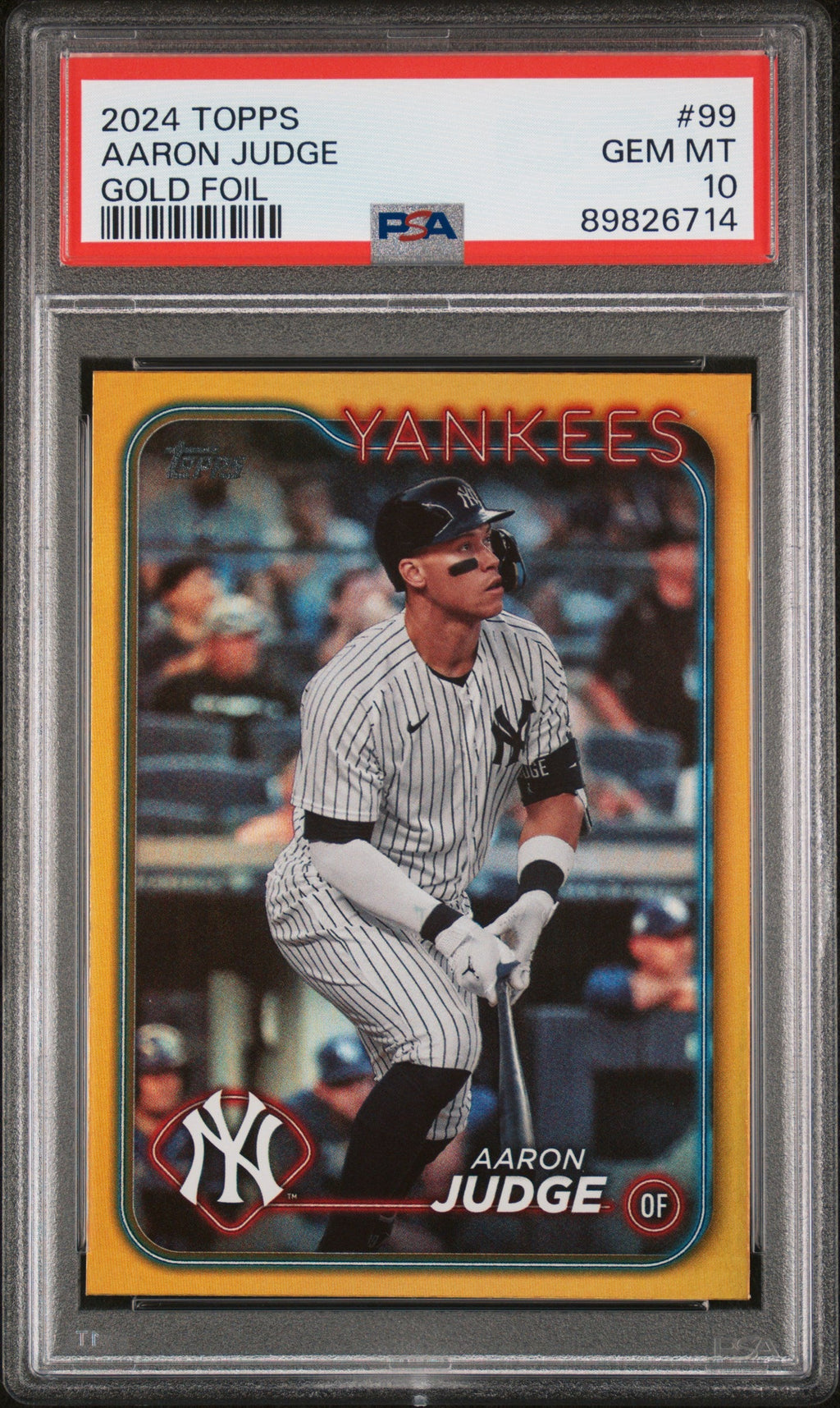 Graded 2024 Topps Aaron Judge #99 Gold Foil Baseball Card PSA 10 Gem Mint