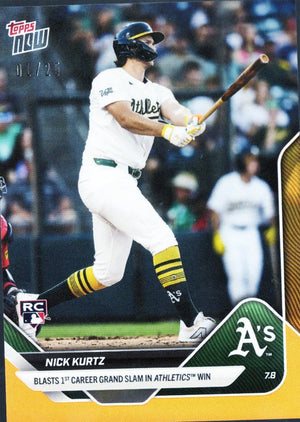 2025 Topps Now Nick Kurtz #401 Orange Foil /25 Athletics Rookie RC Baseball Card