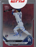 2025 Topps Now Hyeseong Kim #182B Red Auto /5 Los Angeles Dodgers Rookie RC Baseball Card