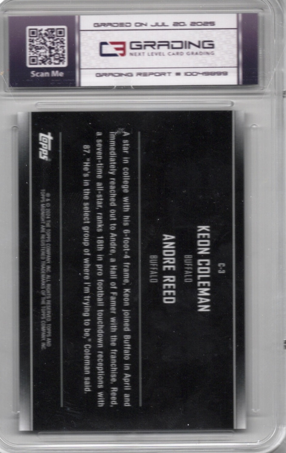 Graded 2024 Topps Midnight Andre Reed/Keon Coleman #C3 Consellations Football Card C3G 10 Gem Mint