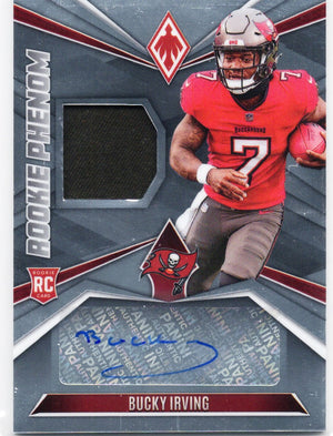 2024 Panini Phoenix Bucky Irving #RPJABIG Silver Rookie Phenom Patch Autograph /299 Rookie RC Football Card