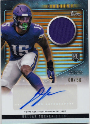 2024 Topps Midnight Dallas Turner #RJADT Rookie Jersey Autograph /50 Minnesota Vikings Rookie RC Football Card