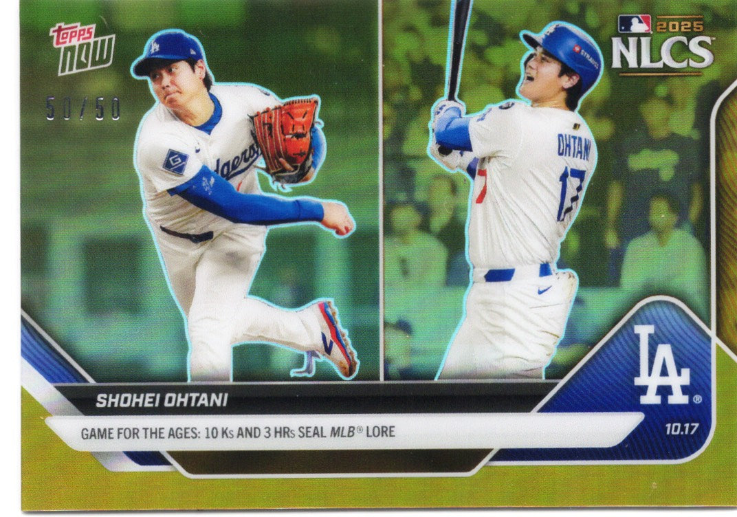 2025 Topps Now Shohei Ohtani #884 Gold Chrome 50/50 Los Angeles Dodgers Baseball Card