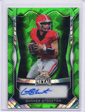 2025 Leaf Metal Gunner Stockton #MAGS1 Green Ice Auto /15 Georgia Bulldogs Rookie RC Football Card