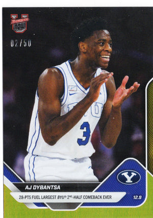 2025 Topps Bowman U Now AJ Dybantsa #28 Gold Foil /50 BYU Cougars Rookie RC Basketball Card