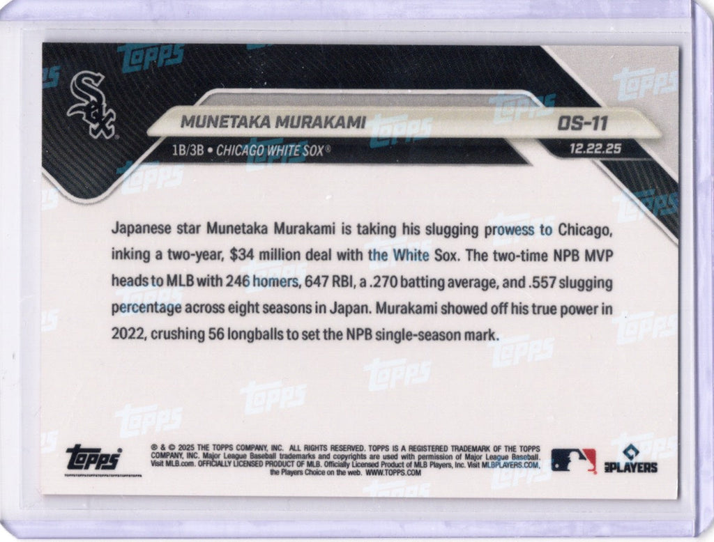 2025 Topps Now Munetaka Murakami #OS11 Orange Foil /25 Chicago White Sox Rookie RC Baseball Card