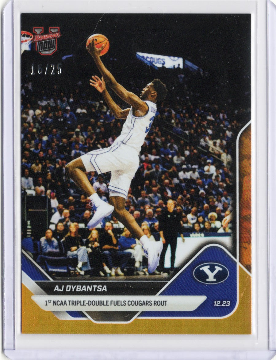 2025 Topps Bowman U Now AJ Dybantsa #39 Orange Foil /25 BYU Cougars Rookie RC Basketball Card