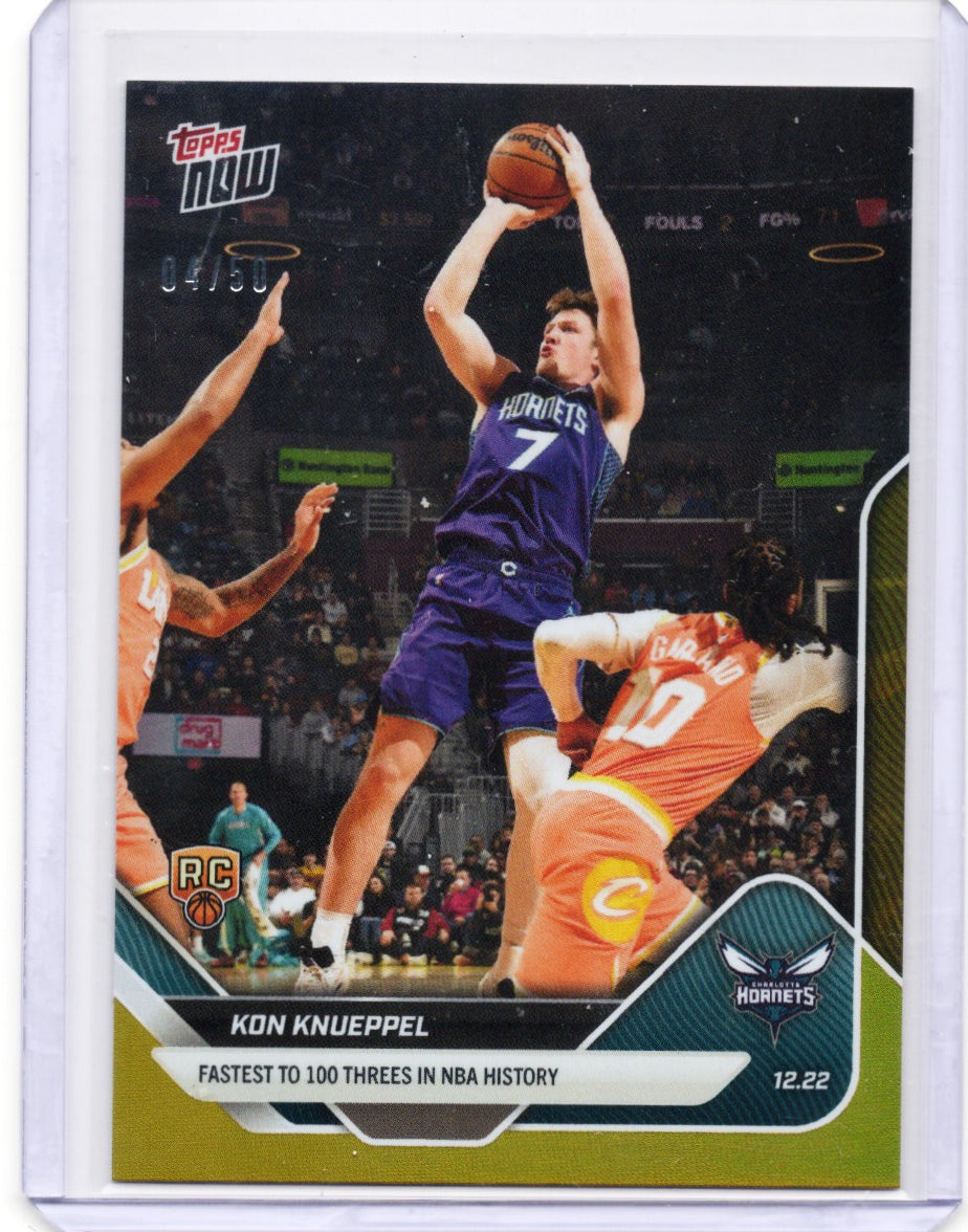 2025 Topps Now Kon Knueppel #97 Gold Foil /50 Charlotte Hornets Rookie RC Basketball Card