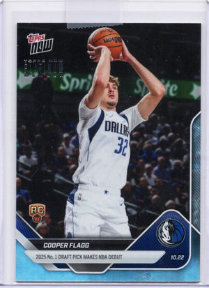 2025 Topps Now Cooper Flagg #P6 Platinum Member Dallas Mavericks Rookie RC Basketball Card