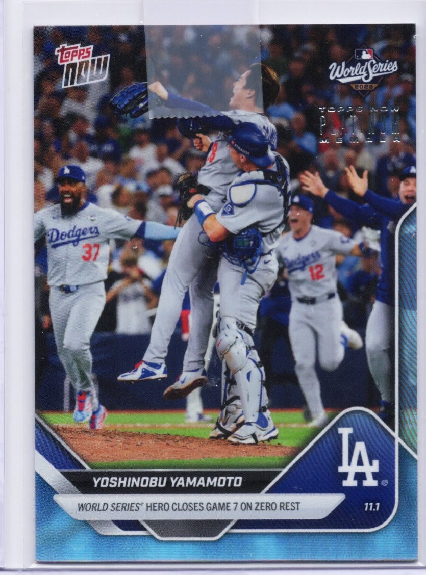 2025 Topps Now Yoshinobu Yamamoto #P925 Platinum Member Los Angeles Dodgers Baseball Card