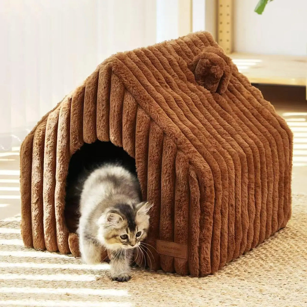Washable Indoor Cat & Dog Cave Bed with Removable Pillow