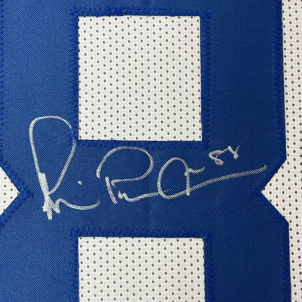 Framed Autographed/Signed Michael Irvin 35x39 Dallas White Football Jersey Beckett BAS COA