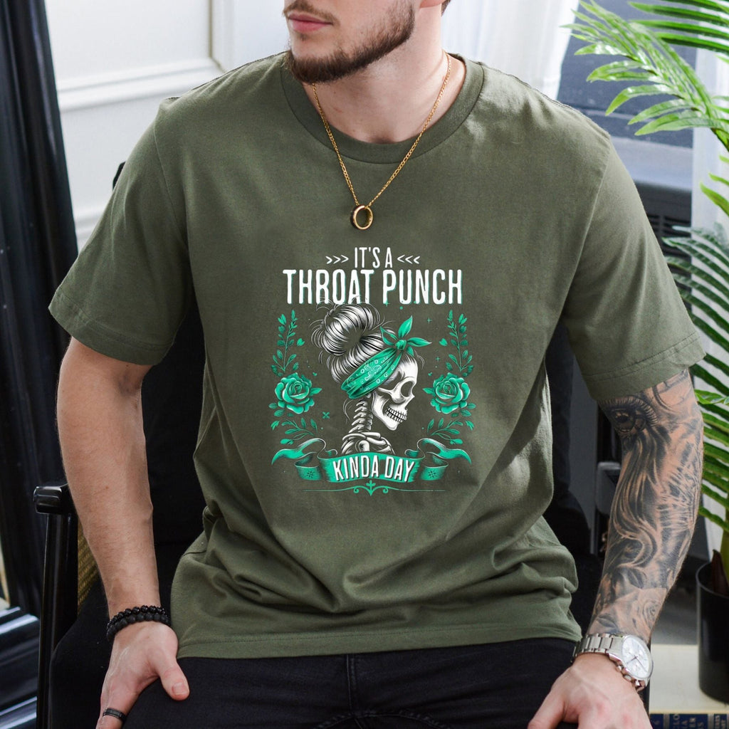 "It's That Kind of Day" Skull & Roses T-Shirt – Edgy Biker Style Graphic Tee, Unisex Cotton Shirt