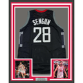Framed Autographed/Signed Alperen Sengun 35x39 Houston Black Basketball Jersey Beckett BAS COA