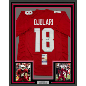 Framed Autographed/Signed B.J. BJ Ojulari 35x39 Arizona Red Football Jersey JSA COA