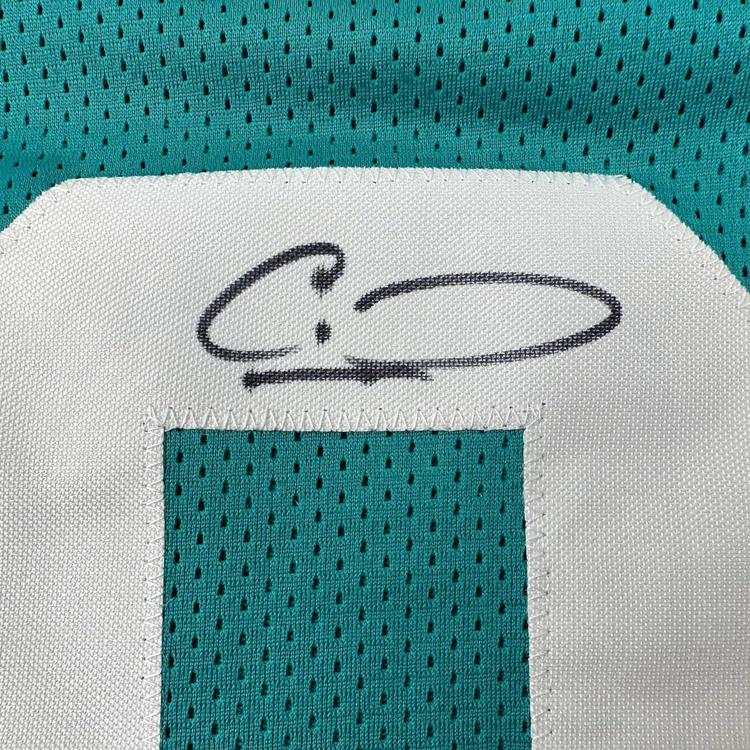 Framed Autographed/Signed Calvin Ridley 35x39 Jacksonville Teal Football Jersey Beckett BAS COA