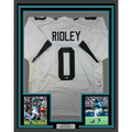 Framed Autographed/Signed Calvin Ridley 35x39 Jacksonville White Football Jersey Beckett BAS COA